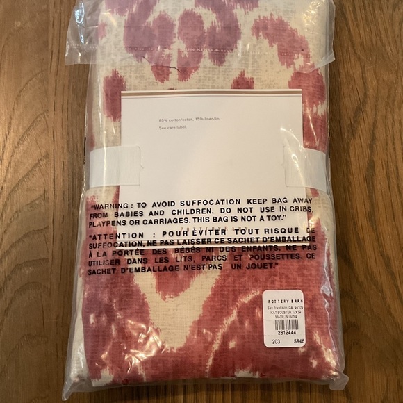 POTTERY BARN RED IKAT BOLSTER COVER ONLY 12" x 39 NWT - Picture 4 of 6